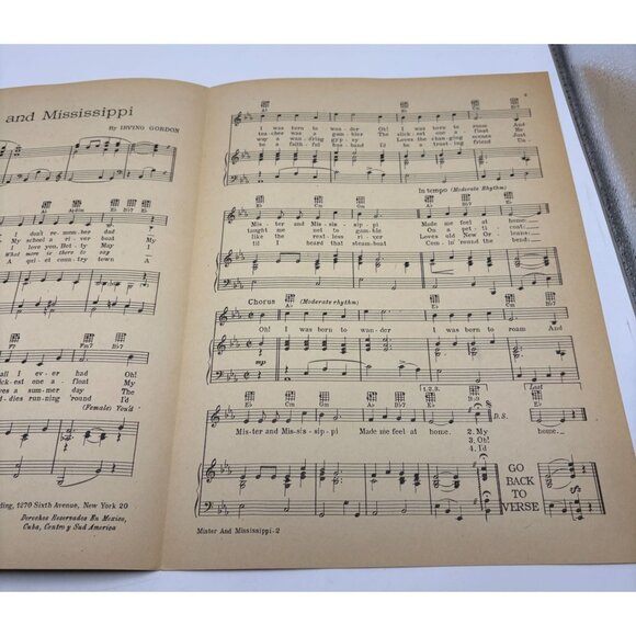 Mister and Mississippi Piano Sheet Music Irving Gordon 1951 Patti Page - Picture 5 of 6